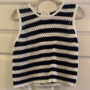 Free Assembly Navy and White Striped Knit Tank Top